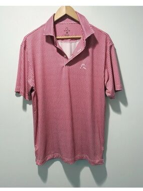 Rhoback The Don't Mess Men's Short Sleeve Performance Polo Size Medium Golf Red